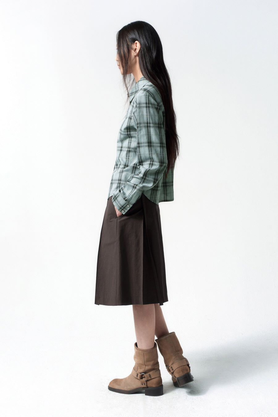 Insilence - Western Check Shirt (Blue) product image 5 | TRAB K-Fashion Australia