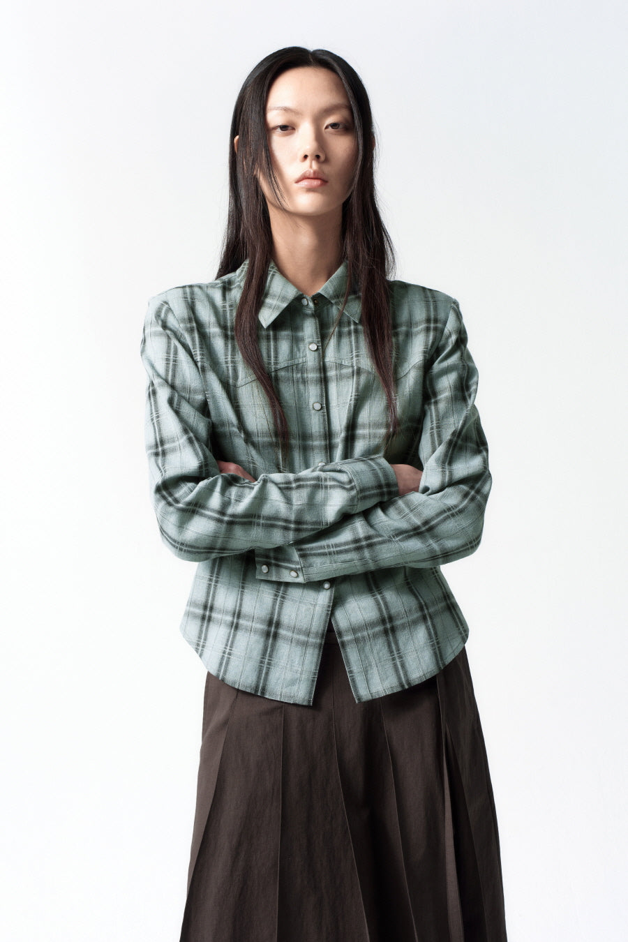 Insilence - Western Check Shirt (Blue) product image 6 | TRAB K-Fashion Australia