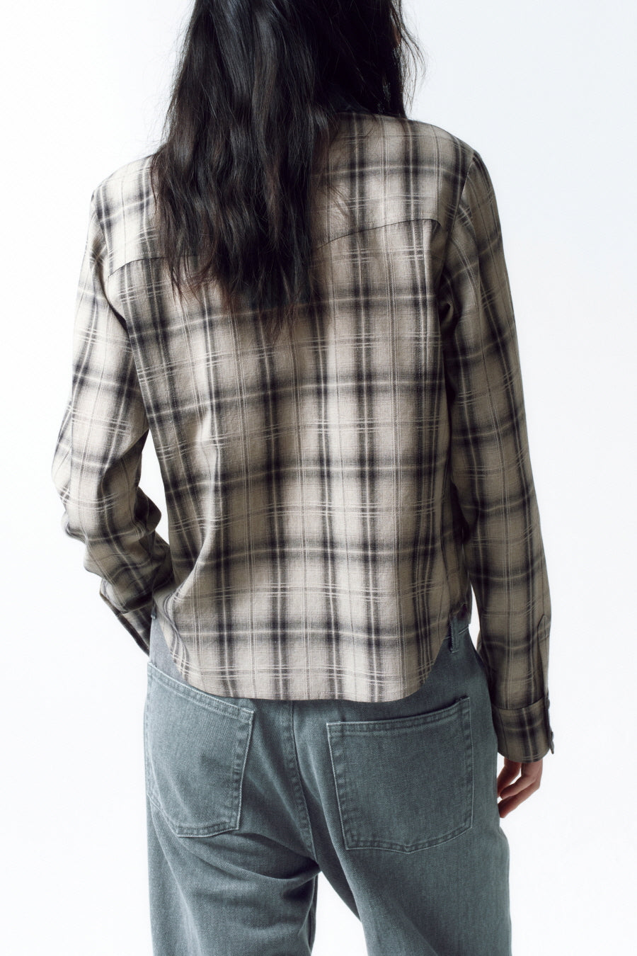 Insilence - Western Check Shirt (Ivory) product image 4 | TRAB K-Fashion Australia