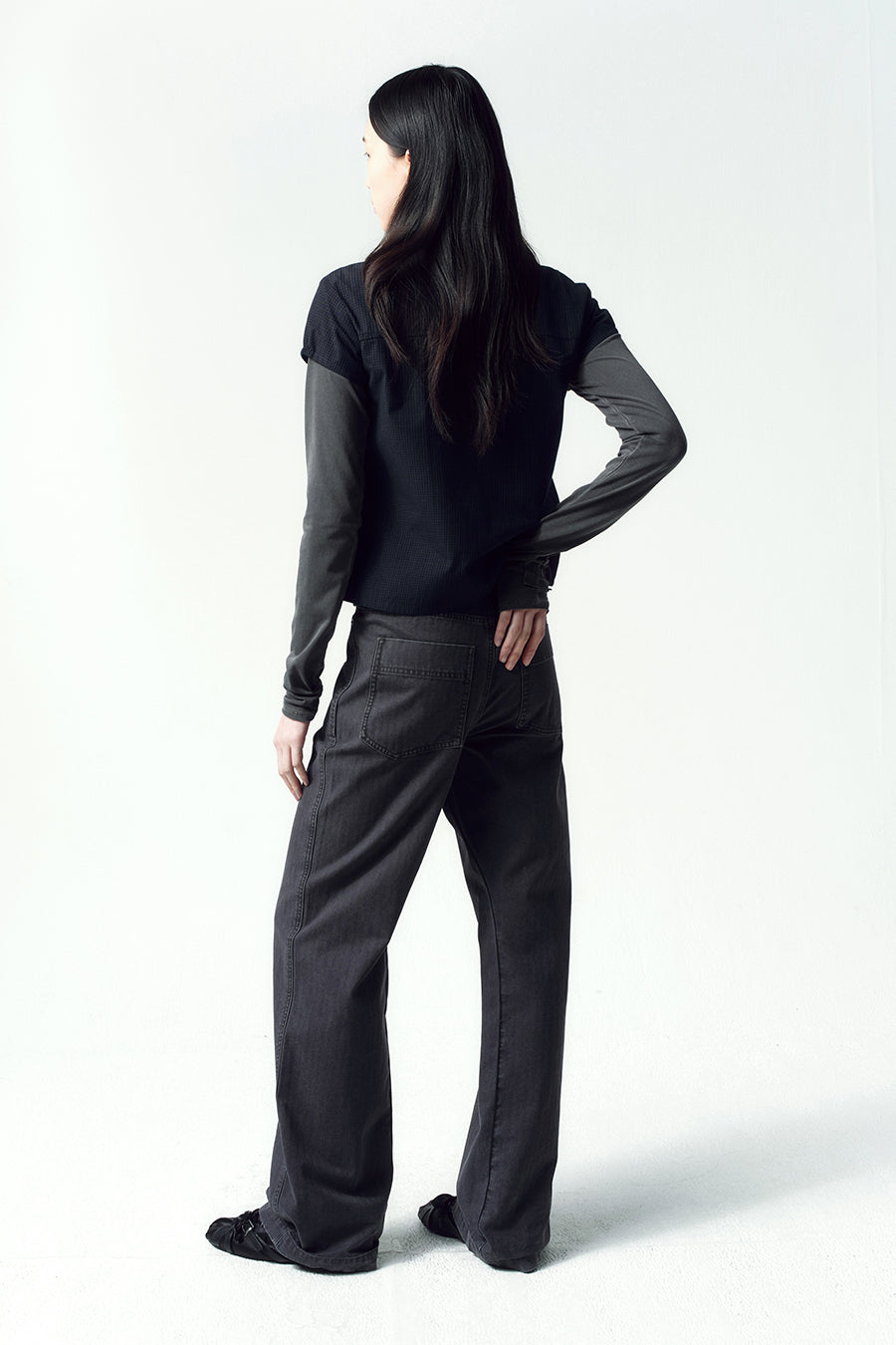 Insilence - Shirring Half Sleeve Shirt (Navy) product image 5 | TRAB K-Fashion Australia