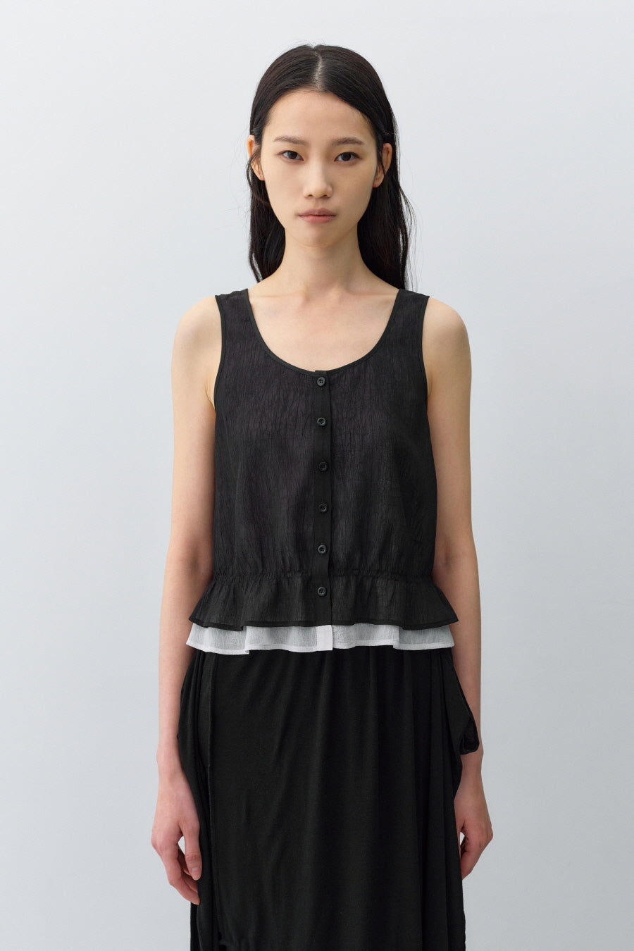 Insilence - Double Layer Sleeveless Top (Black) product image 1 | TRAB K-Fashion Australia