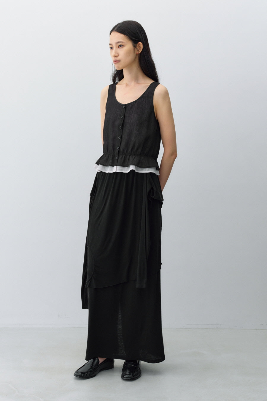 Insilence - Double Layer Sleeveless Top (Black) product image 3 | TRAB K-Fashion Australia