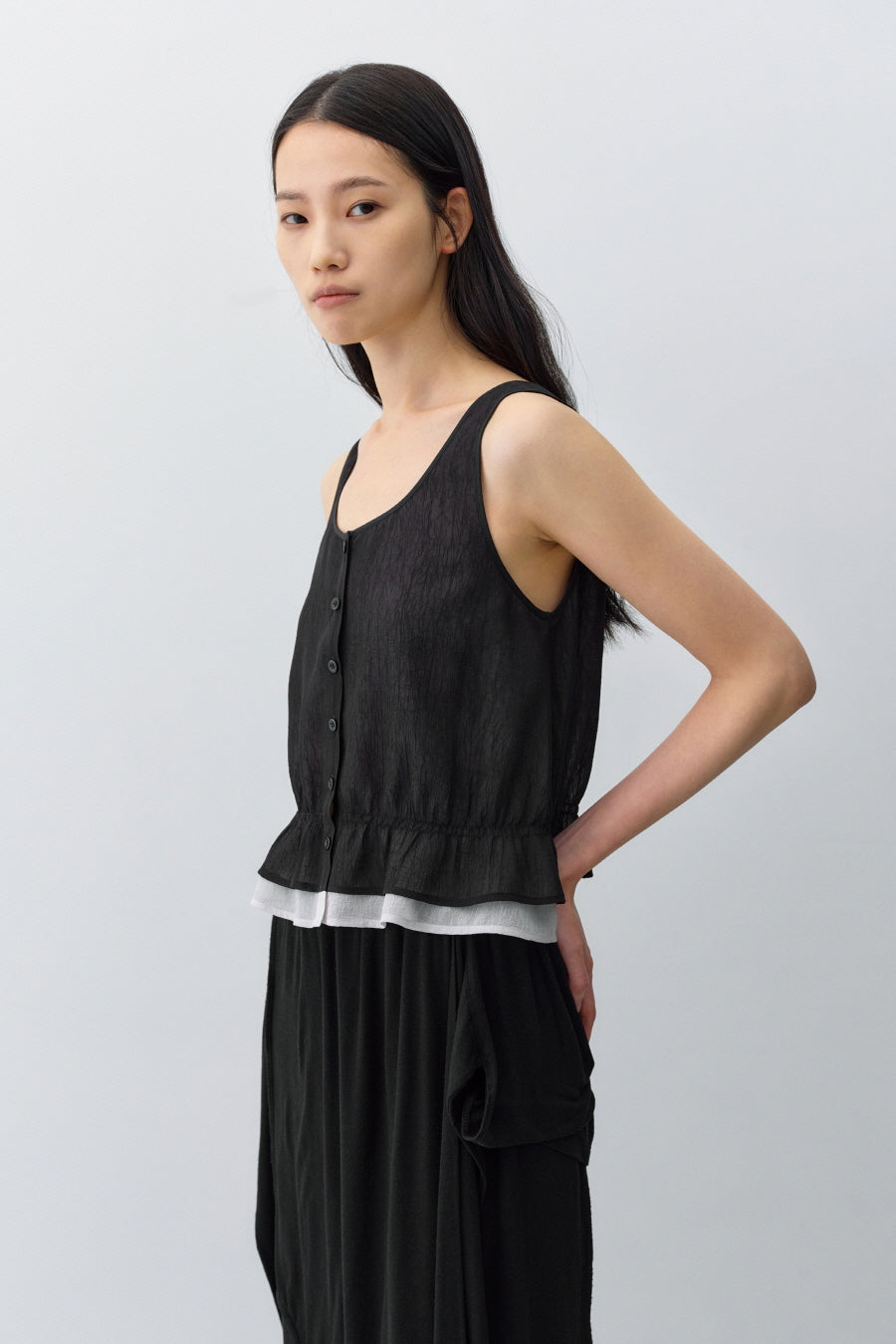 Insilence - Double Layer Sleeveless Top (Black) product image 5 | TRAB K-Fashion Australia