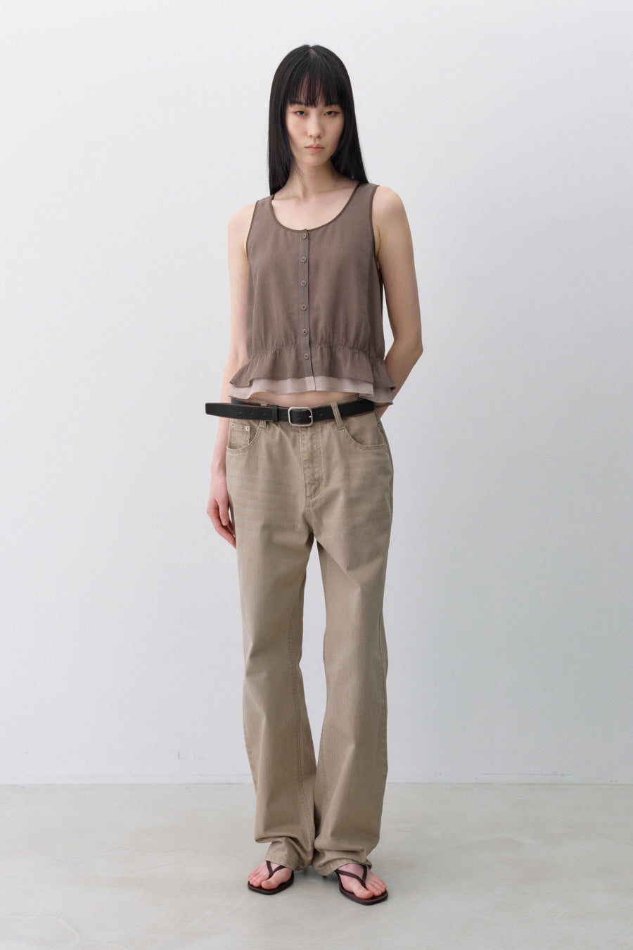 Insilence - Double Layer Sleeveless Top (Mocha) product image 4 | TRAB K-Fashion Australia