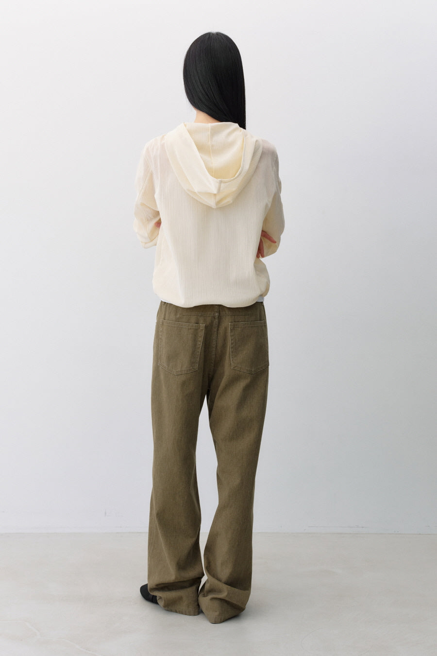 Insilence - Textured Shirring Hooded Shacket (Light Beige) product image 8 | TRAB K-Fashion Australia