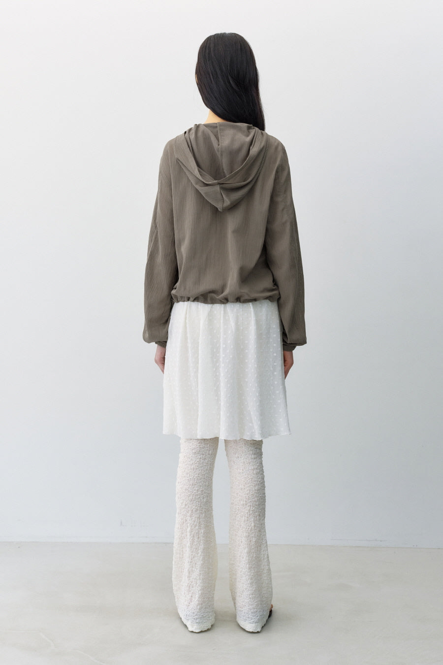 Insilence - Textured Shirring Hooded Shacket (Khaki) product image 4 | TRAB K-Fashion Australia