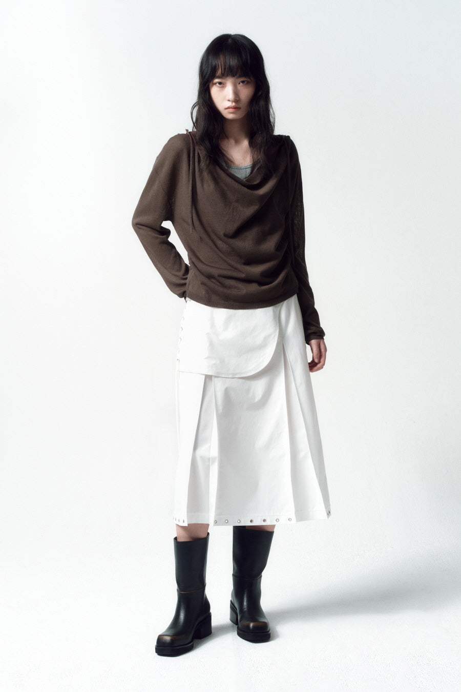 Insilence - Eyelet Layered Skirt (White) product image 1 | TRAB K-Fashion Australia
