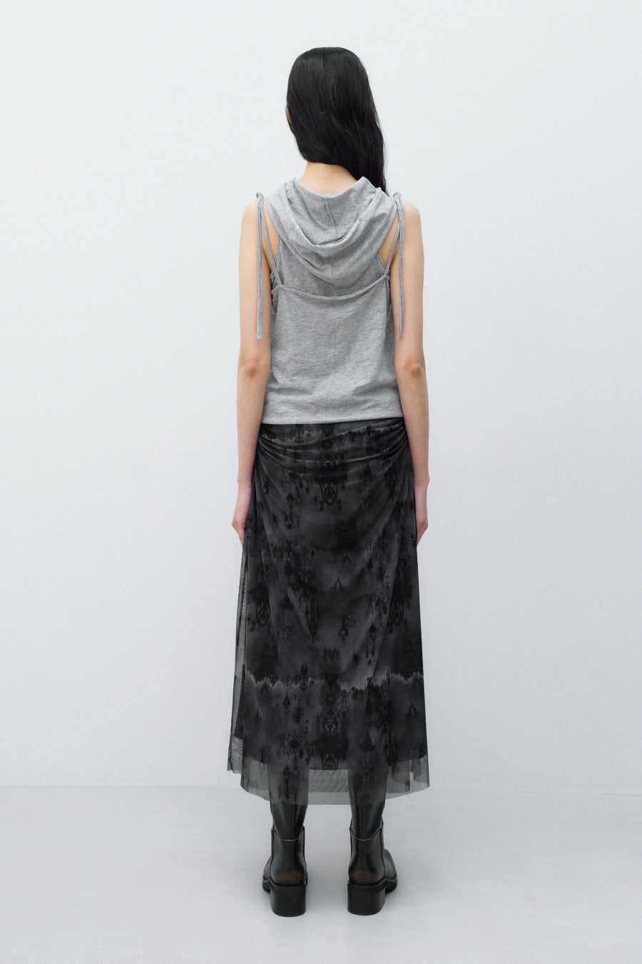 Insilence - Two-way Mesh Graphic Skirt (Black) product image 6 | TRAB K-Fashion Australia