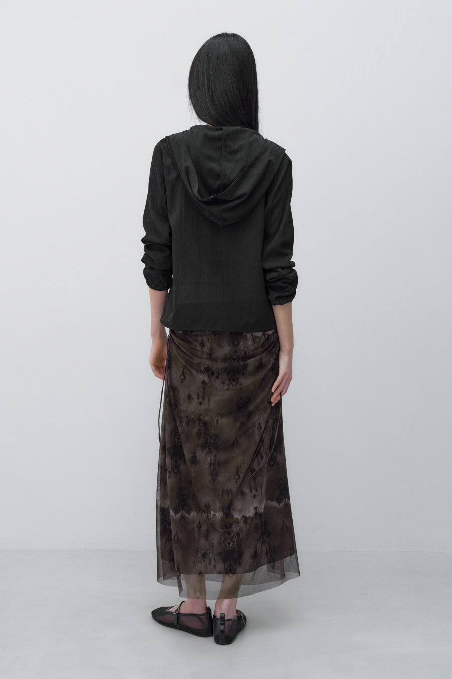 Insilence - Two-way Mesh Graphic Skirt (Brown) product image 5 | TRAB K-Fashion Australia