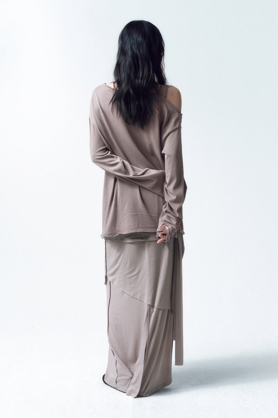 Insilence - 3-Layer Maxi Skirt (Ash Beige) product image 4 | TRAB K-Fashion Australia