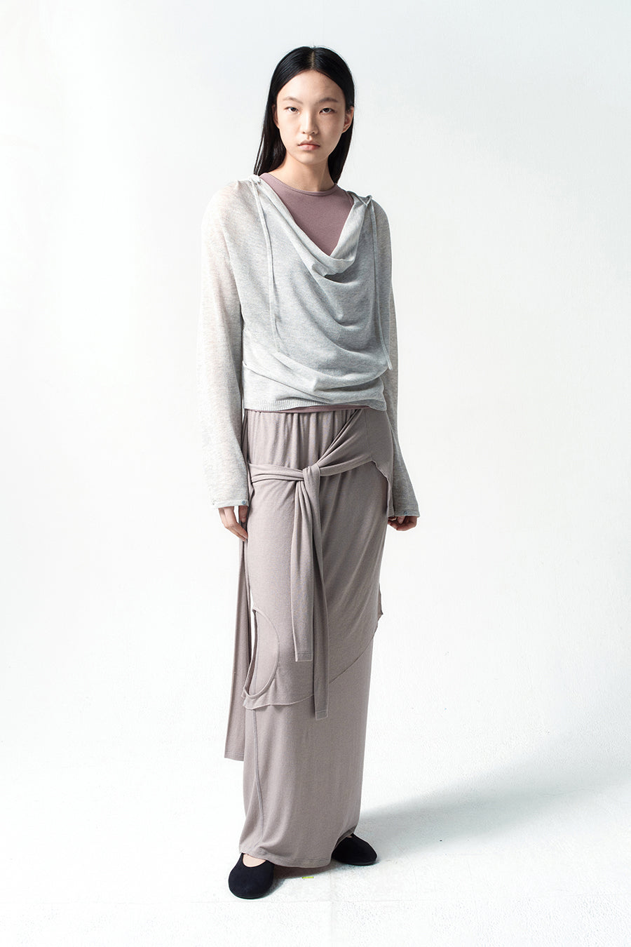Insilence - 3-Layer Maxi Skirt (Ash Beige) product image 5 | TRAB K-Fashion Australia