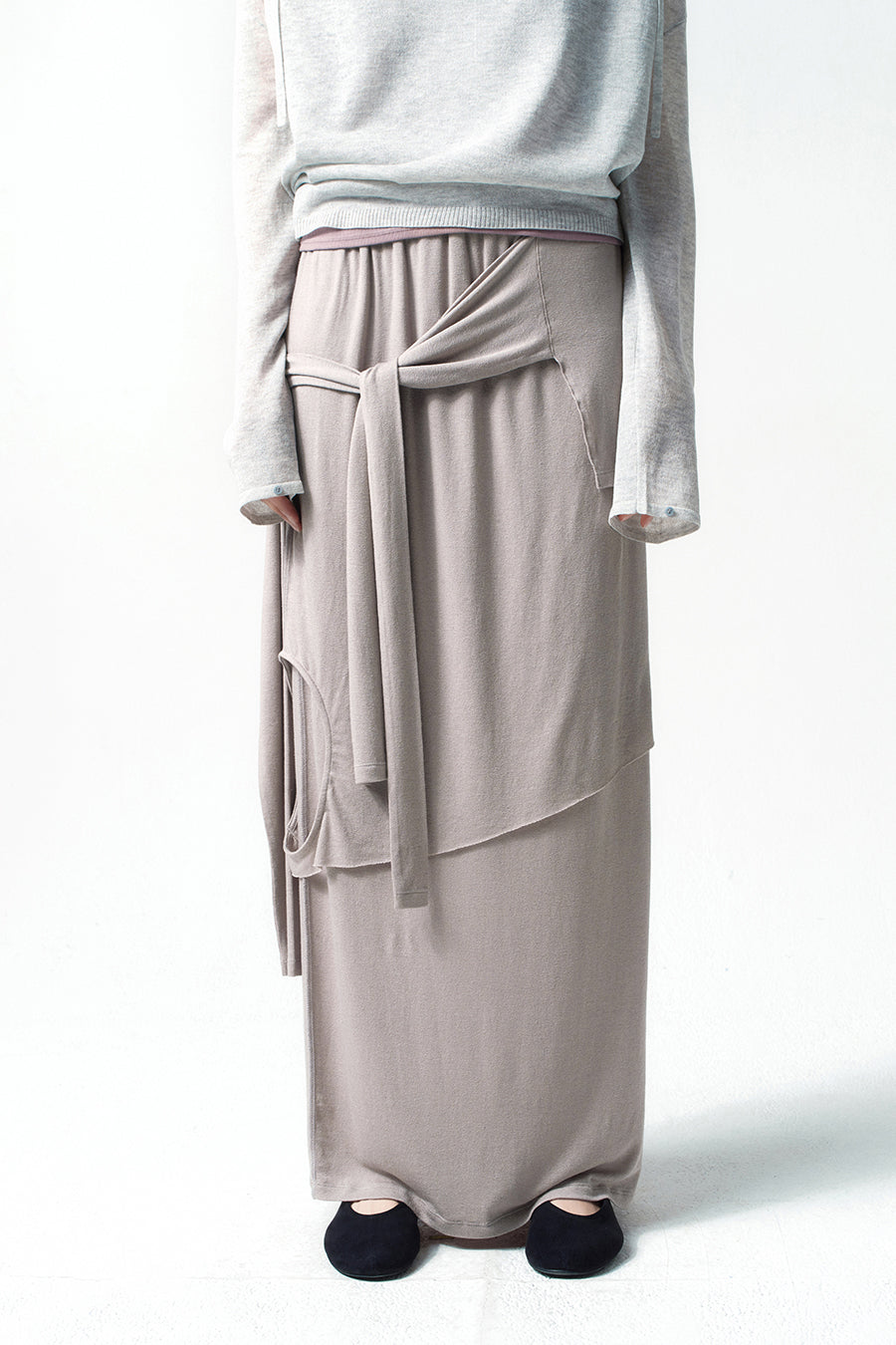 Insilence - 3-Layer Maxi Skirt (Ash Beige) product image 6 | TRAB K-Fashion Australia