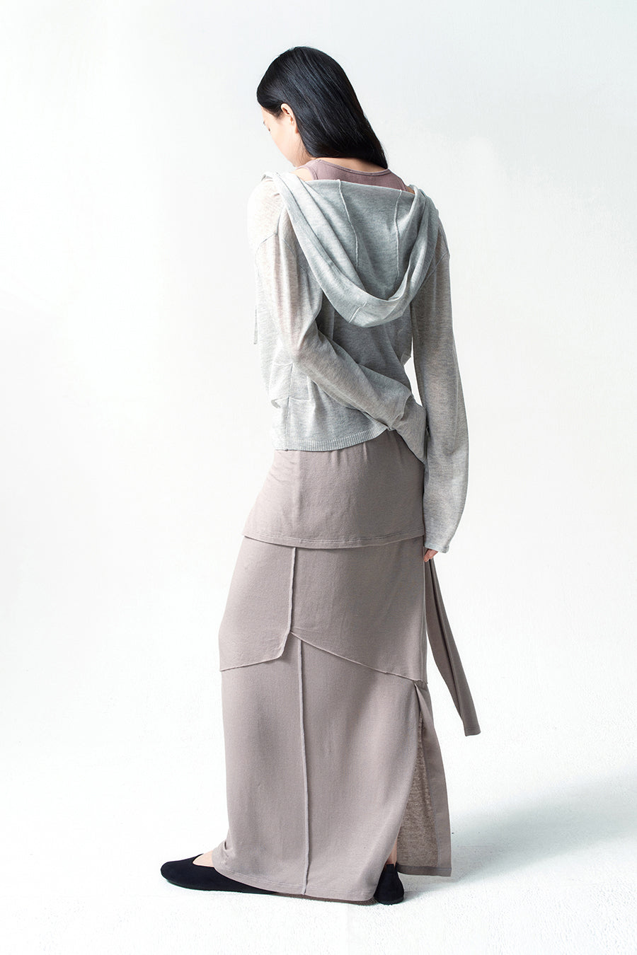 Insilence - 3-Layer Maxi Skirt (Ash Beige) product image 8 | TRAB K-Fashion Australia
