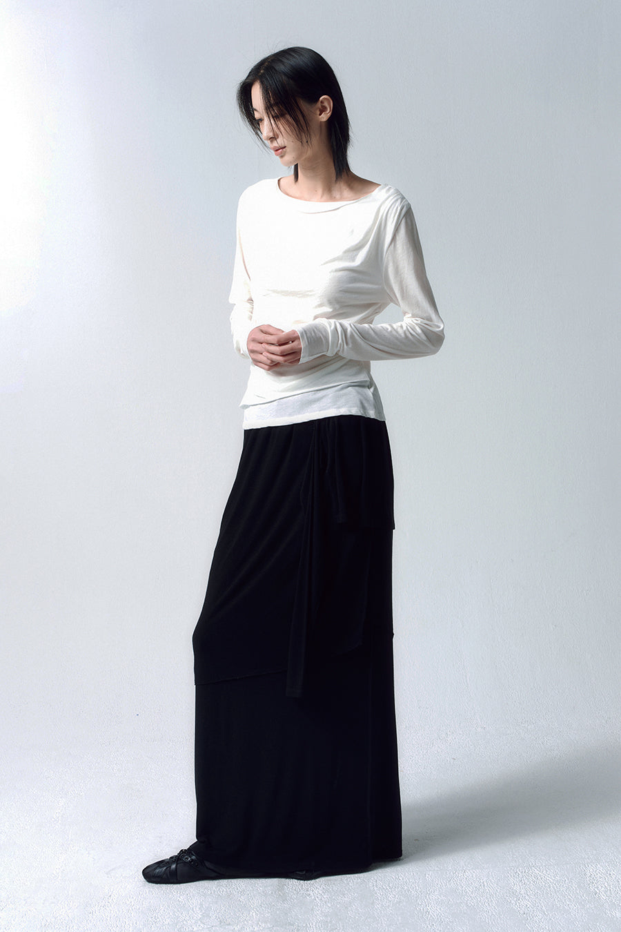 Insilence - 3-Layer Maxi Skirt (Black) product image 4 | TRAB K-Fashion Australia