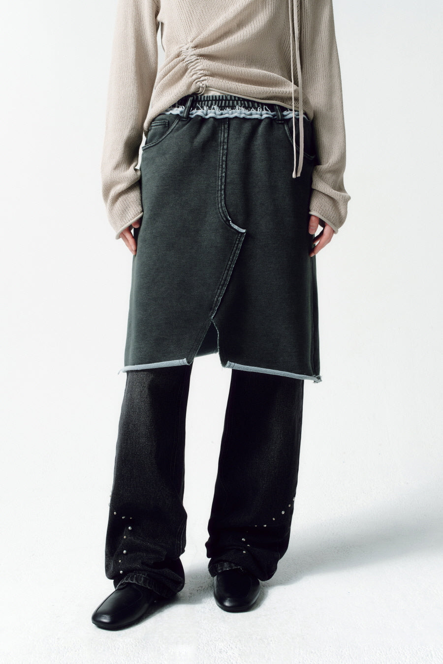 Insilence - Cutout Sweat Skirt (Charcoal) product image 2 | TRAB K-Fashion Australia