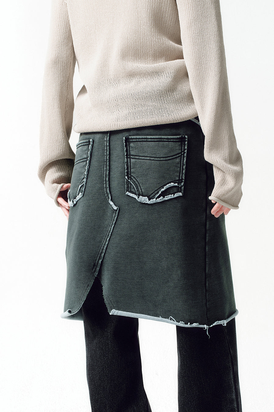 Insilence - Cutout Sweat Skirt (Charcoal) product image 3 | TRAB K-Fashion Australia