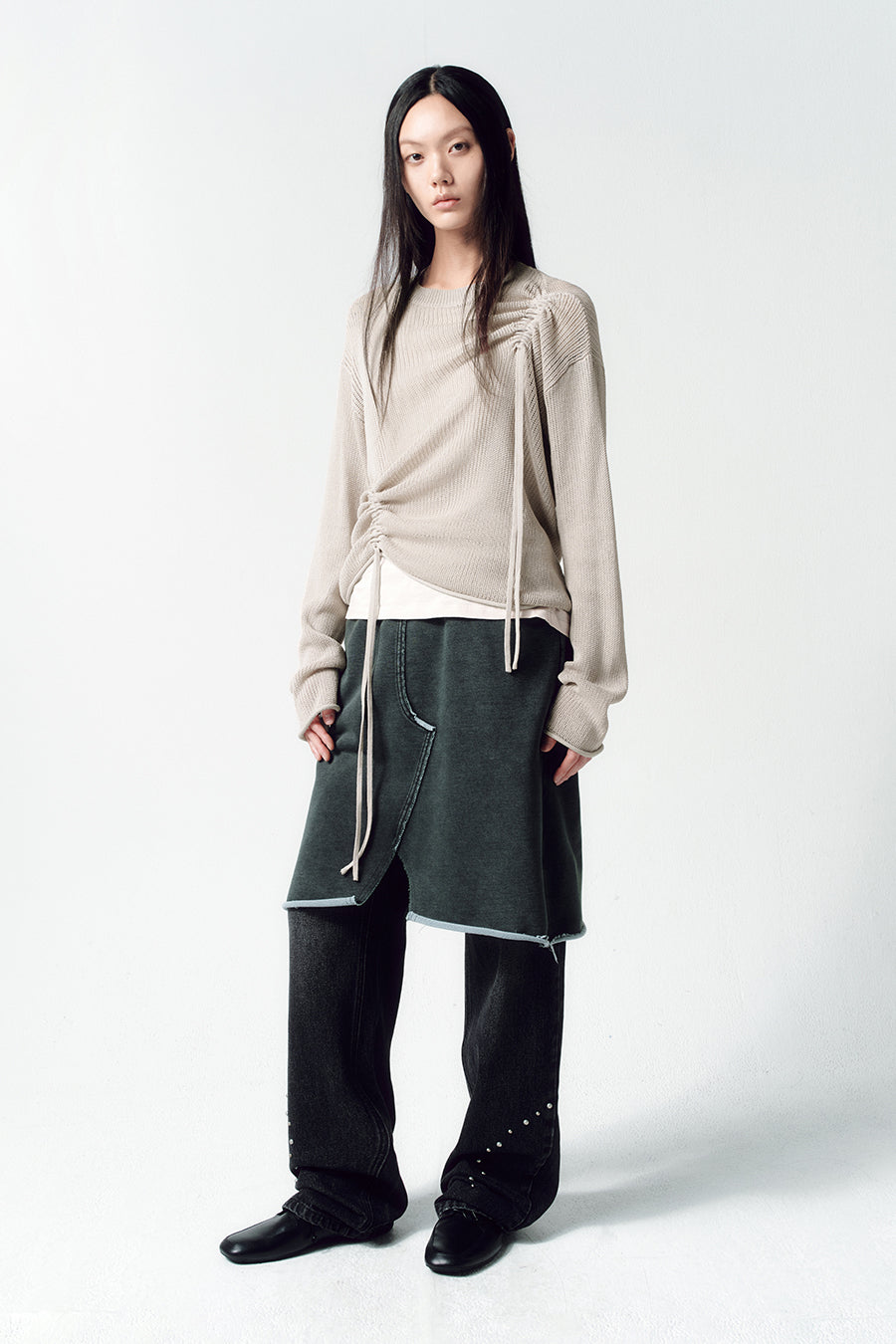 Insilence - Cutout Sweat Skirt (Charcoal) product image 1 | TRAB K-Fashion Australia