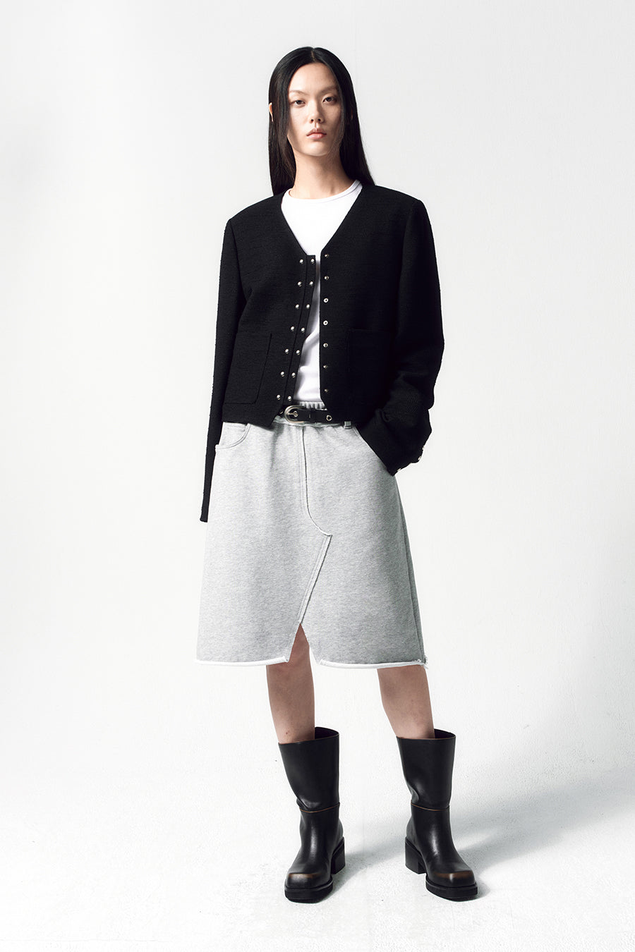 Insilence - Cutout Sweat Skirt (Melange Grey) product image 1 | TRAB K-Fashion Australia