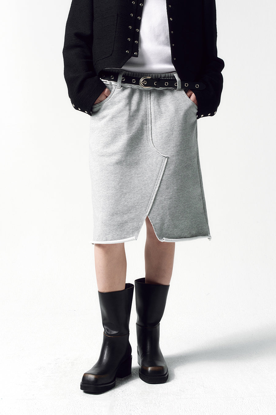 Insilence - Cutout Sweat Skirt (Melange Grey) product image 2 | TRAB K-Fashion Australia