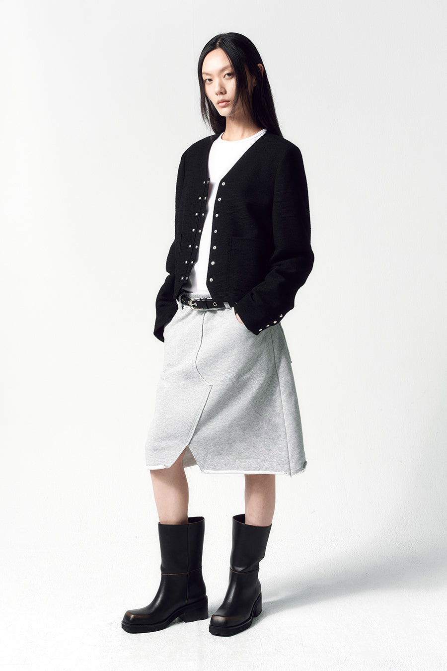 Insilence - Cutout Sweat Skirt (Melange Grey) product image 3 | TRAB K-Fashion Australia