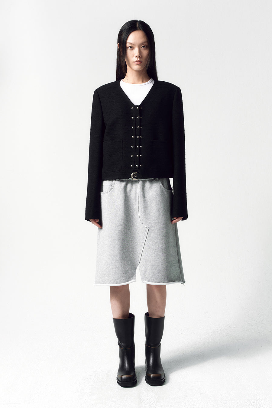 Insilence - Cutout Sweat Skirt (Melange Grey) product image 4 | TRAB K-Fashion Australia