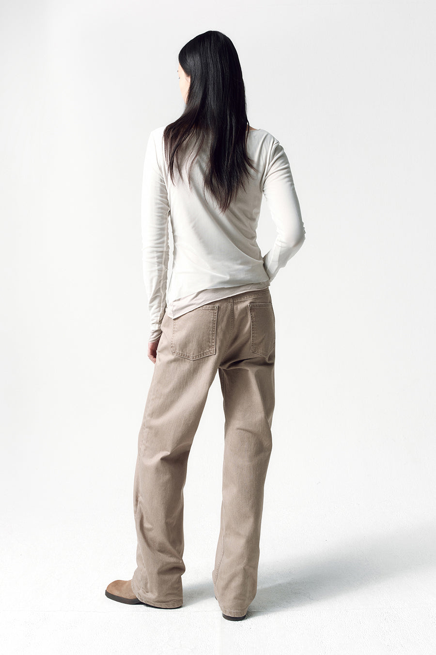 Insilence - Mesh Drape Long Sleeve (Ash Beige) product image 3 | TRAB K-Fashion Australia