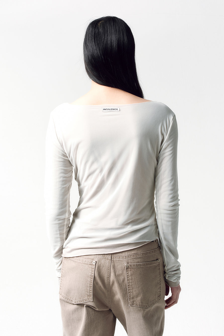 Insilence - Mesh Drape Long Sleeve (Ash Beige) product image 4 | TRAB K-Fashion Australia