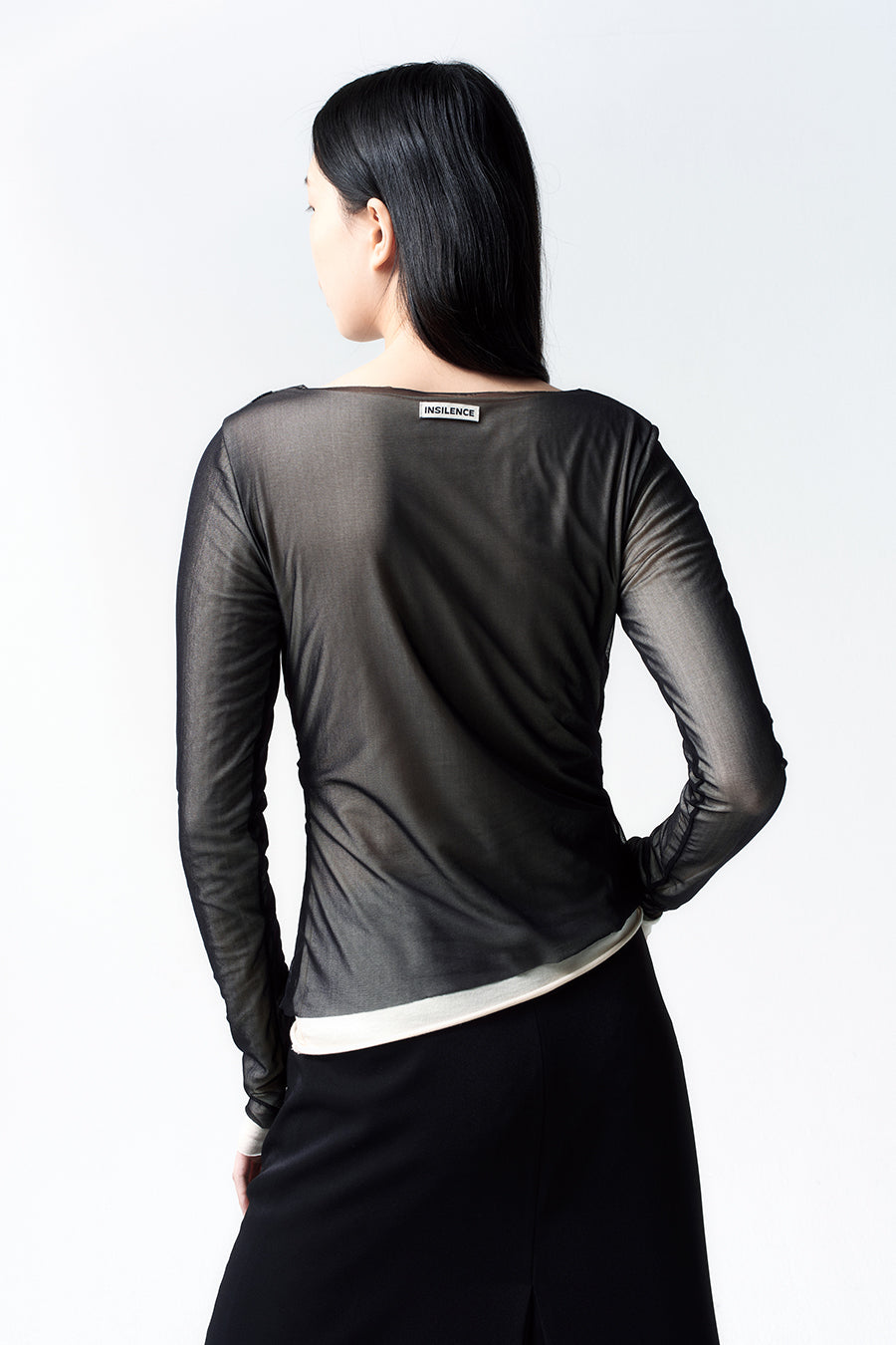 Insilence - Mesh Drape Long Sleeve (Black) product image 4 | TRAB K-Fashion Australia