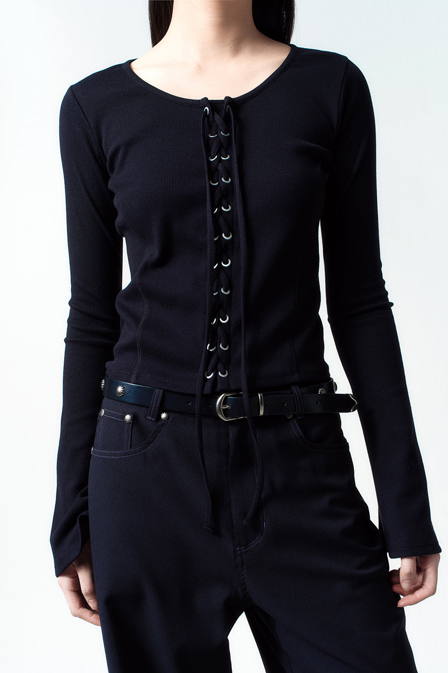 Insilence - Lace-up long sleeve (Black) product image 3 | TRAB K-Fashion Australia