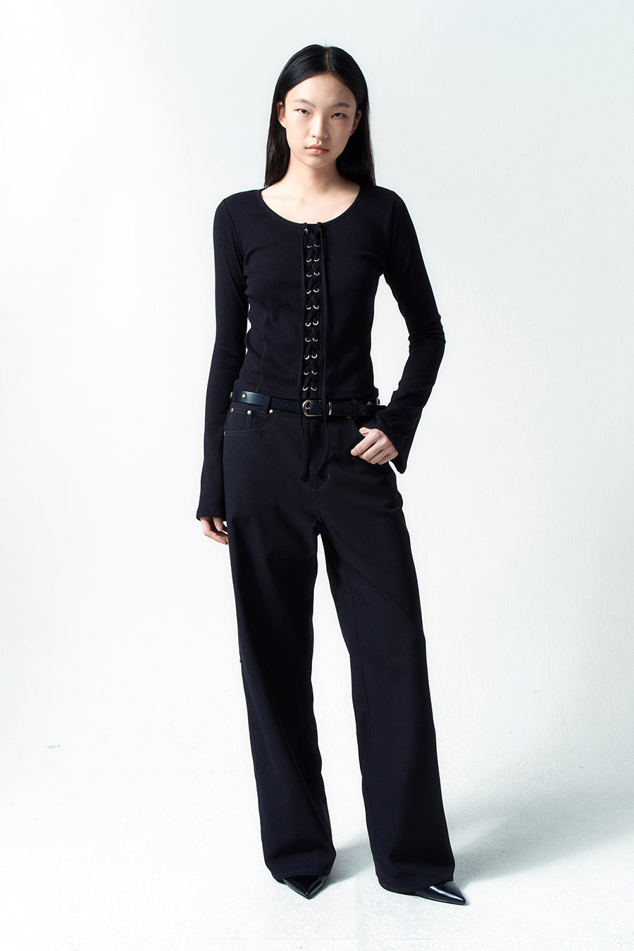 Insilence - Lace-up long sleeve (Black) product image 4 | TRAB K-Fashion Australia