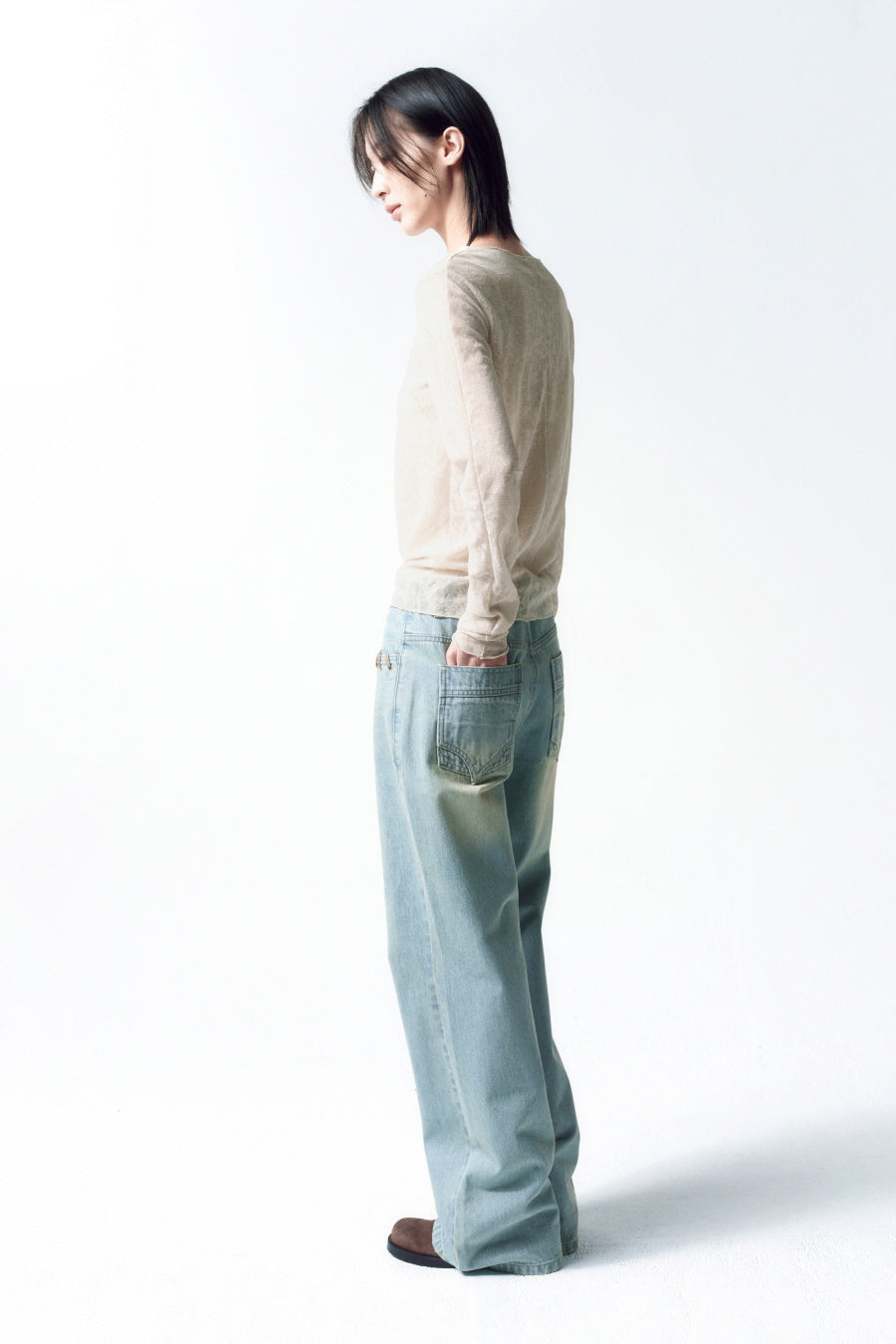 Insilence - Pattern Sheer Long Sleeve (Beige) product image 5 | TRAB K-Fashion Australia