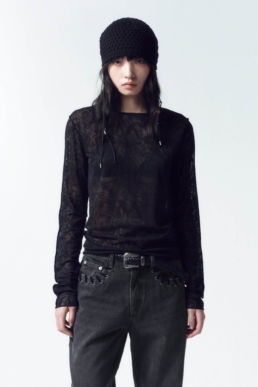 Insilence - Pattern Sheer Long Sleeve (Black) product image 6 | TRAB K-Fashion Australia