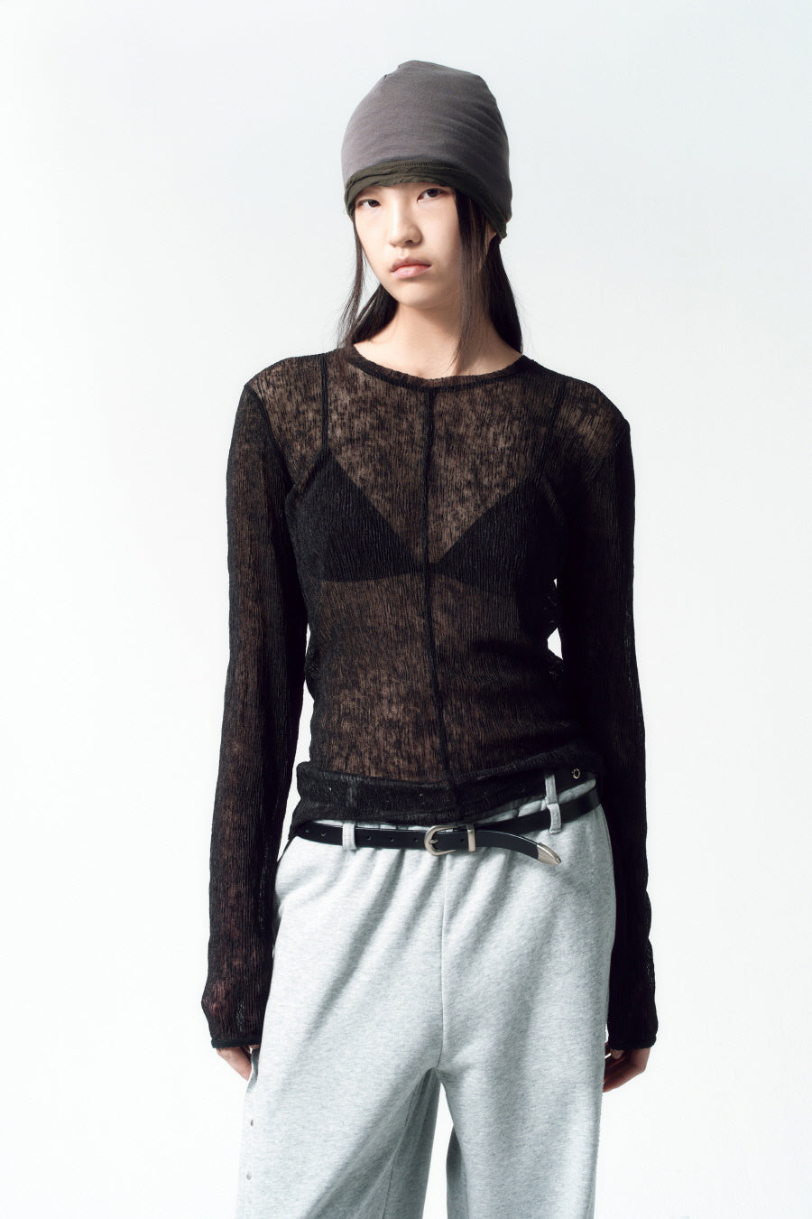 Insilence - Sheer Pleats Top (Black) product image 1 | TRAB K-Fashion Australia