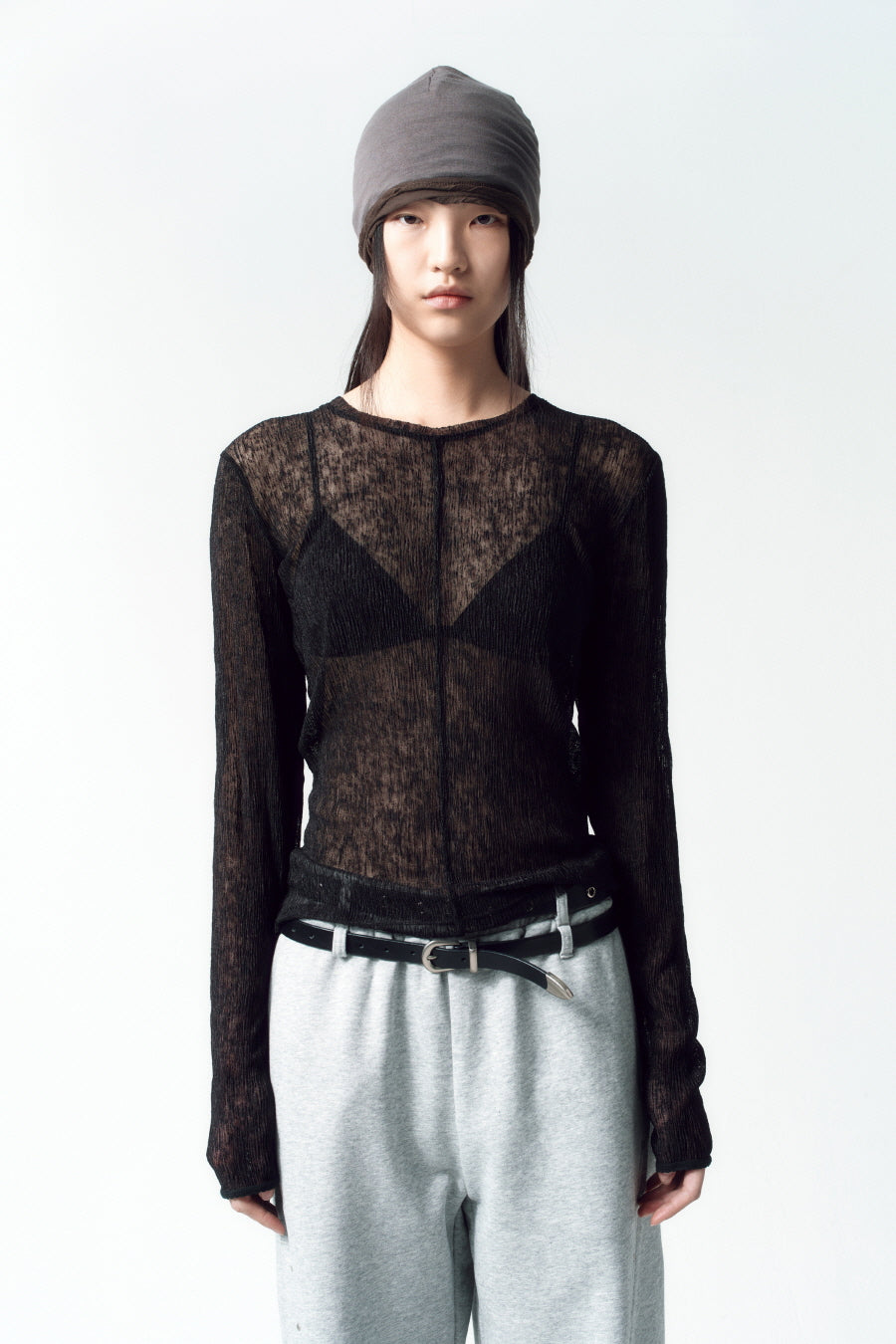 Insilence - Sheer Pleats Top (Black) product image 3 | TRAB K-Fashion Australia
