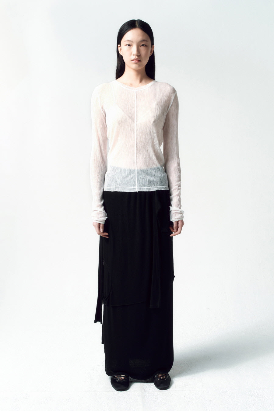 Insilence - Sheer Pleated Top (White) product image 3 | TRAB K-Fashion Australia
