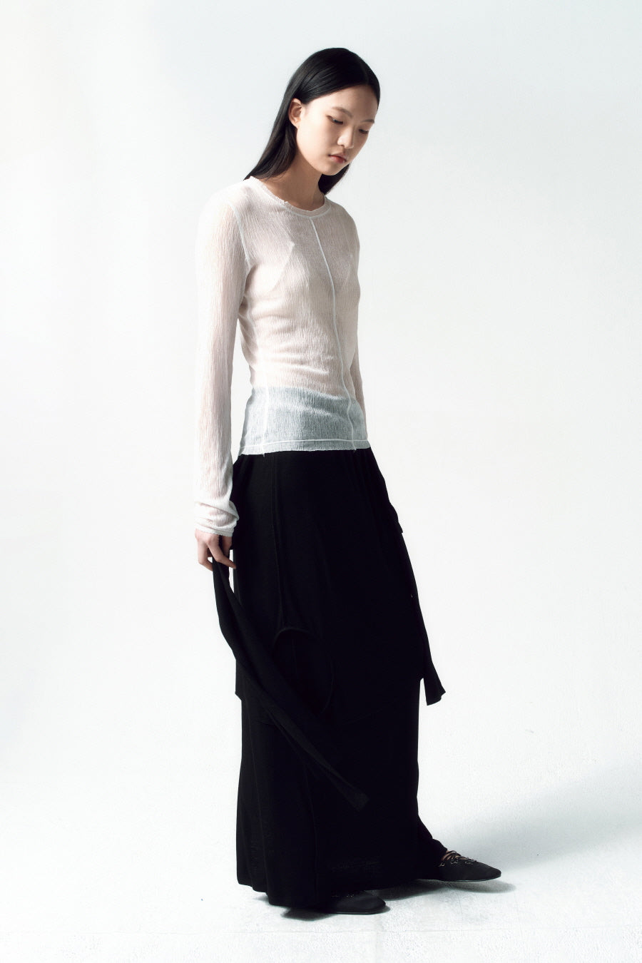 Insilence - Sheer Pleated Top (White) product image 4 | TRAB K-Fashion Australia