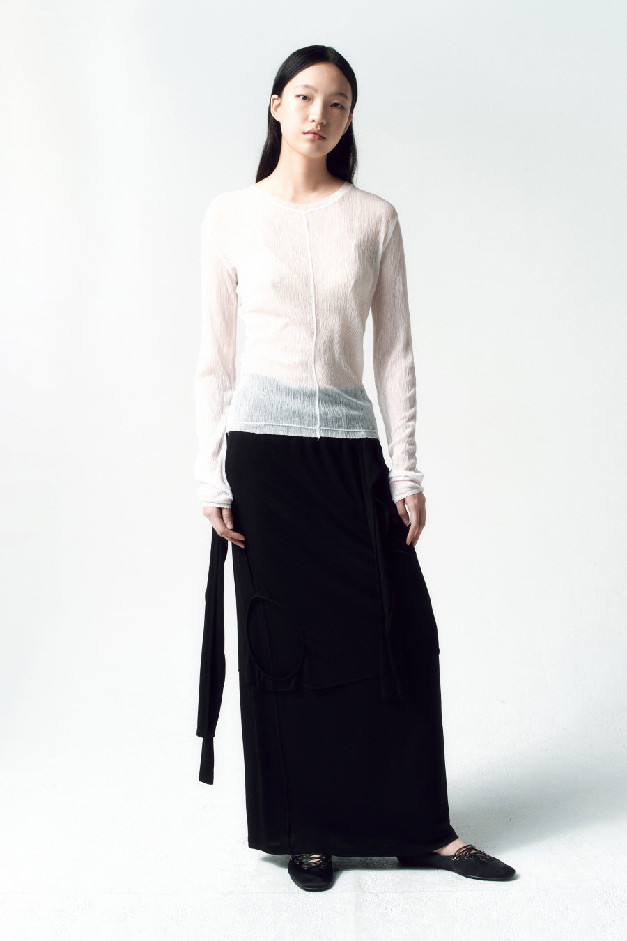 Insilence - Sheer Pleated Top (White) product image 6 | TRAB K-Fashion Australia