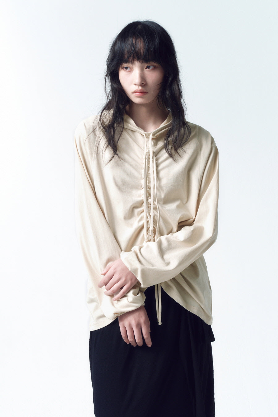 Insilence - String Hoodie Long Sleeve (Beige) product image 1 | TRAB K-Fashion Australia