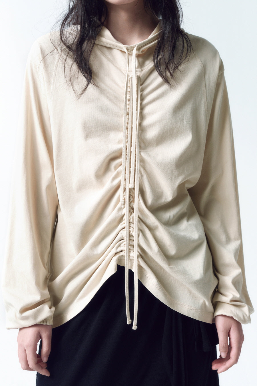 Insilence - String Hoodie Long Sleeve (Beige) product image 3 | TRAB K-Fashion Australia