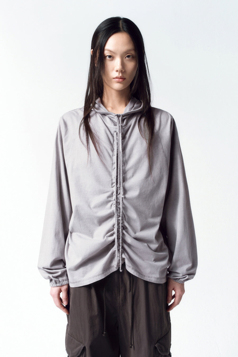 Insilence - String Hoodie Long Sleeve (Grey) product image 2 | TRAB K-Fashion Australia