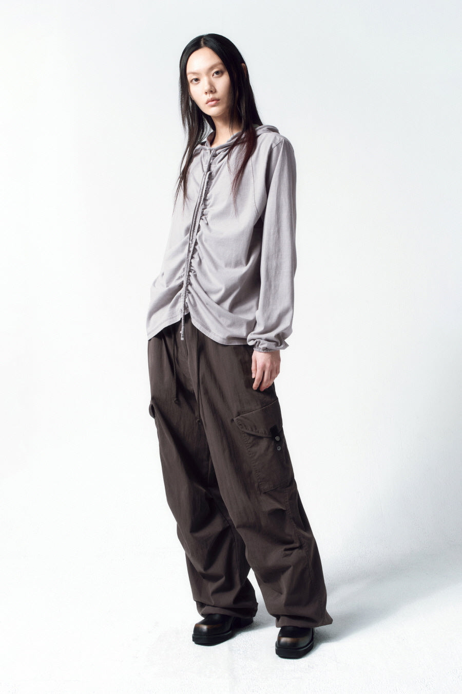 Insilence - String Hoodie Long Sleeve (Grey) product image 4 | TRAB K-Fashion Australia