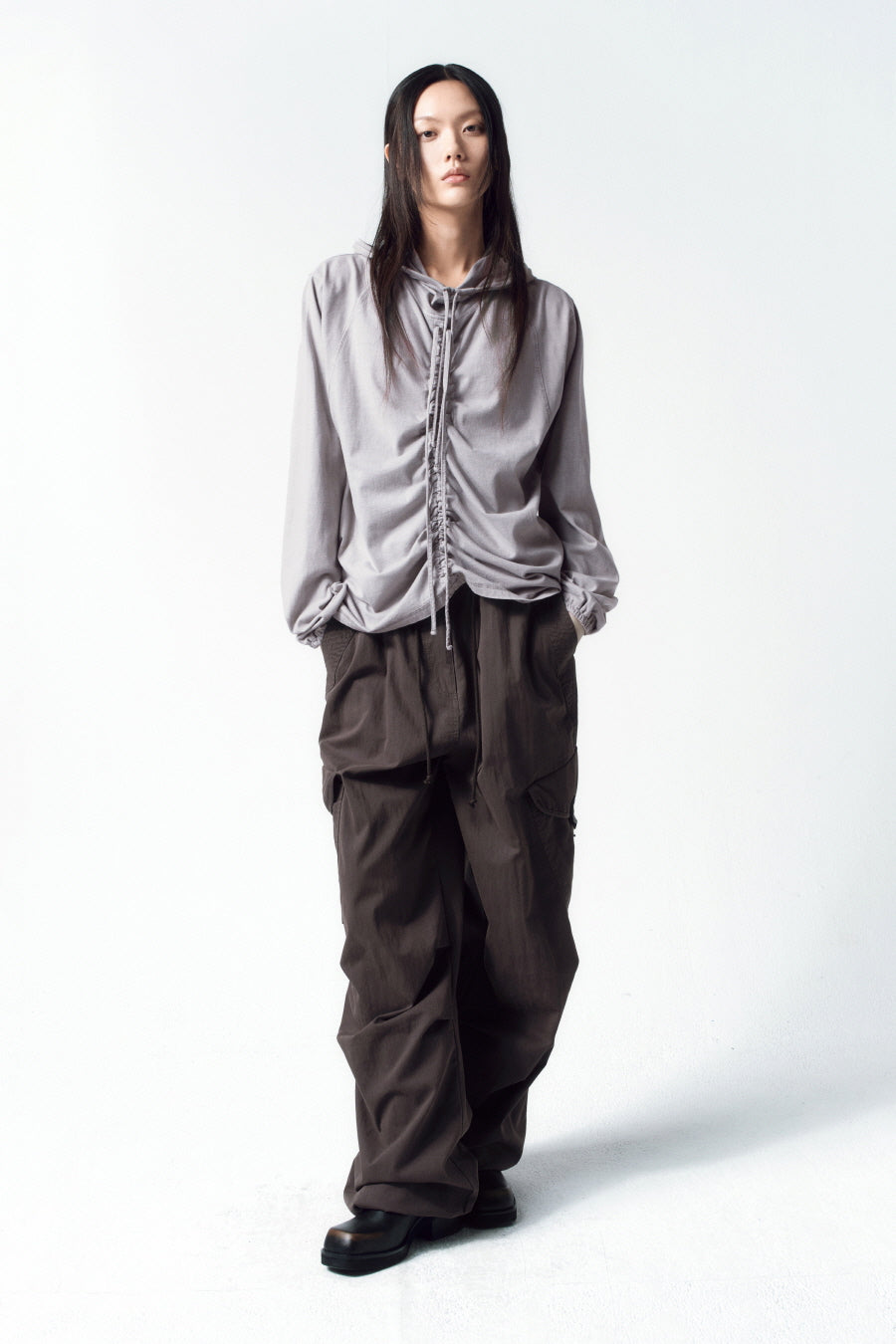 Insilence - String Hoodie Long Sleeve (Grey) product image 5 | TRAB K-Fashion Australia