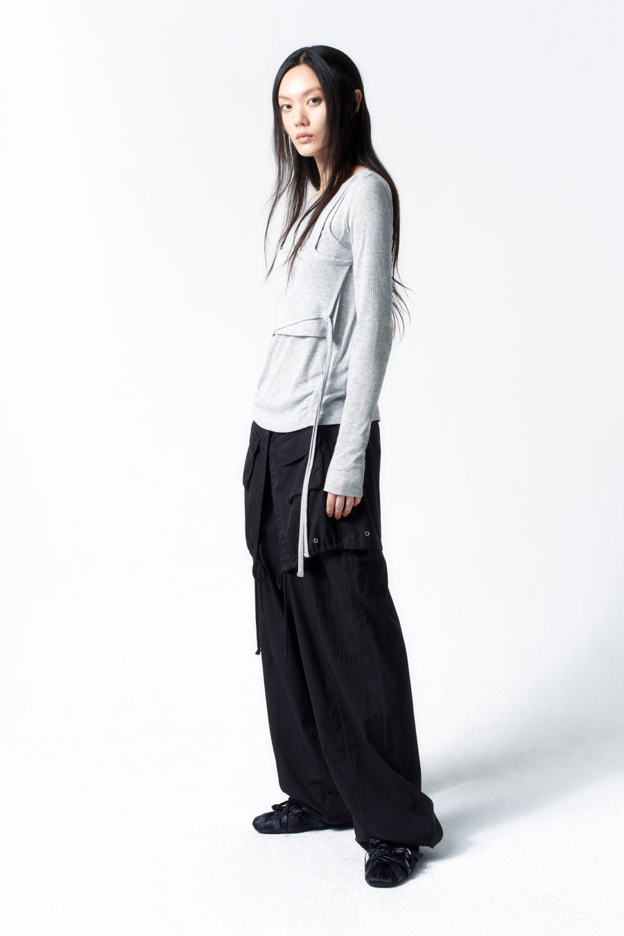 Insilence - Layered Design Top (Melange Grey) product image 2 | TRAB K-Fashion Australia