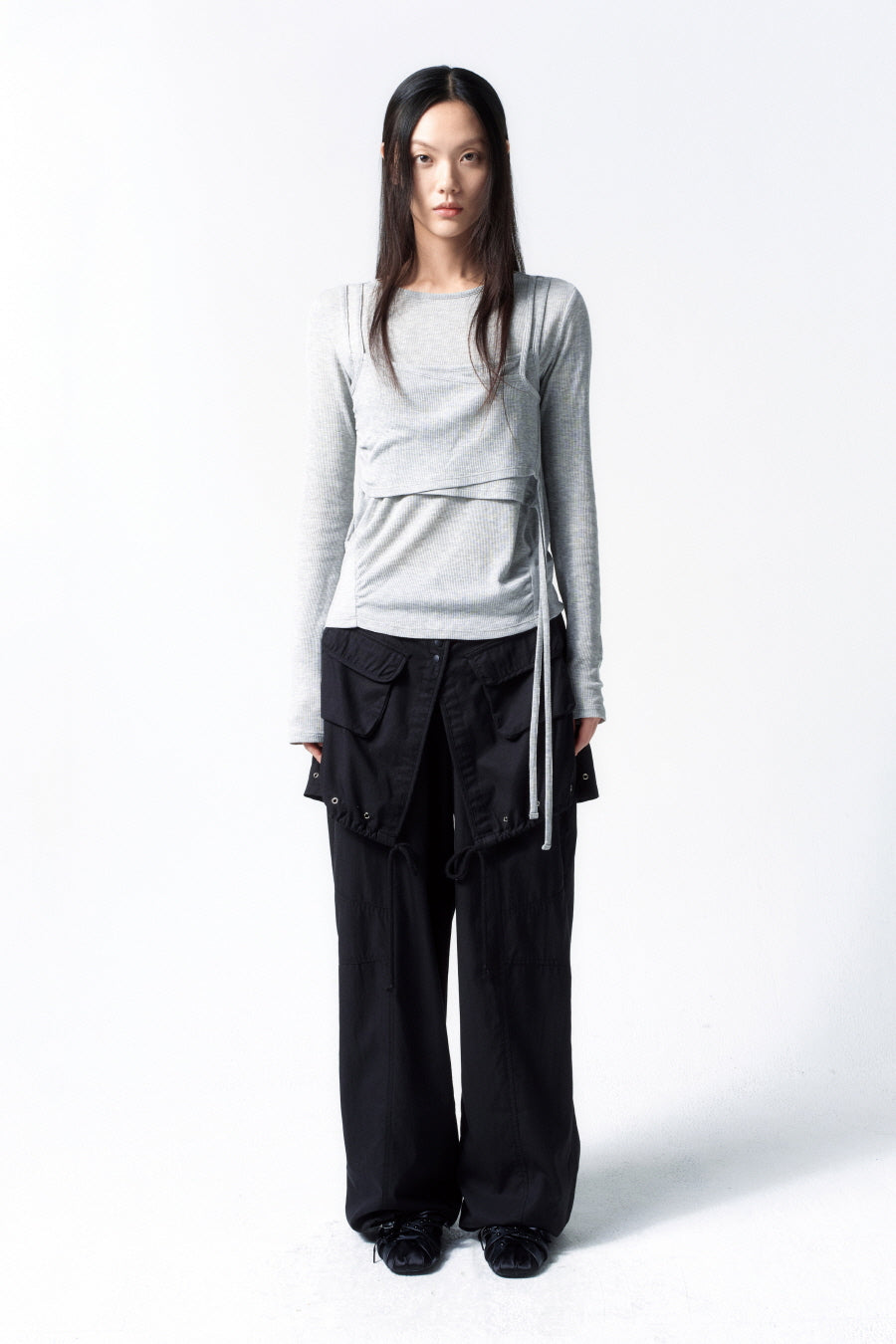 Insilence - Layered Design Top (Melange Grey) product image 3 | TRAB K-Fashion Australia