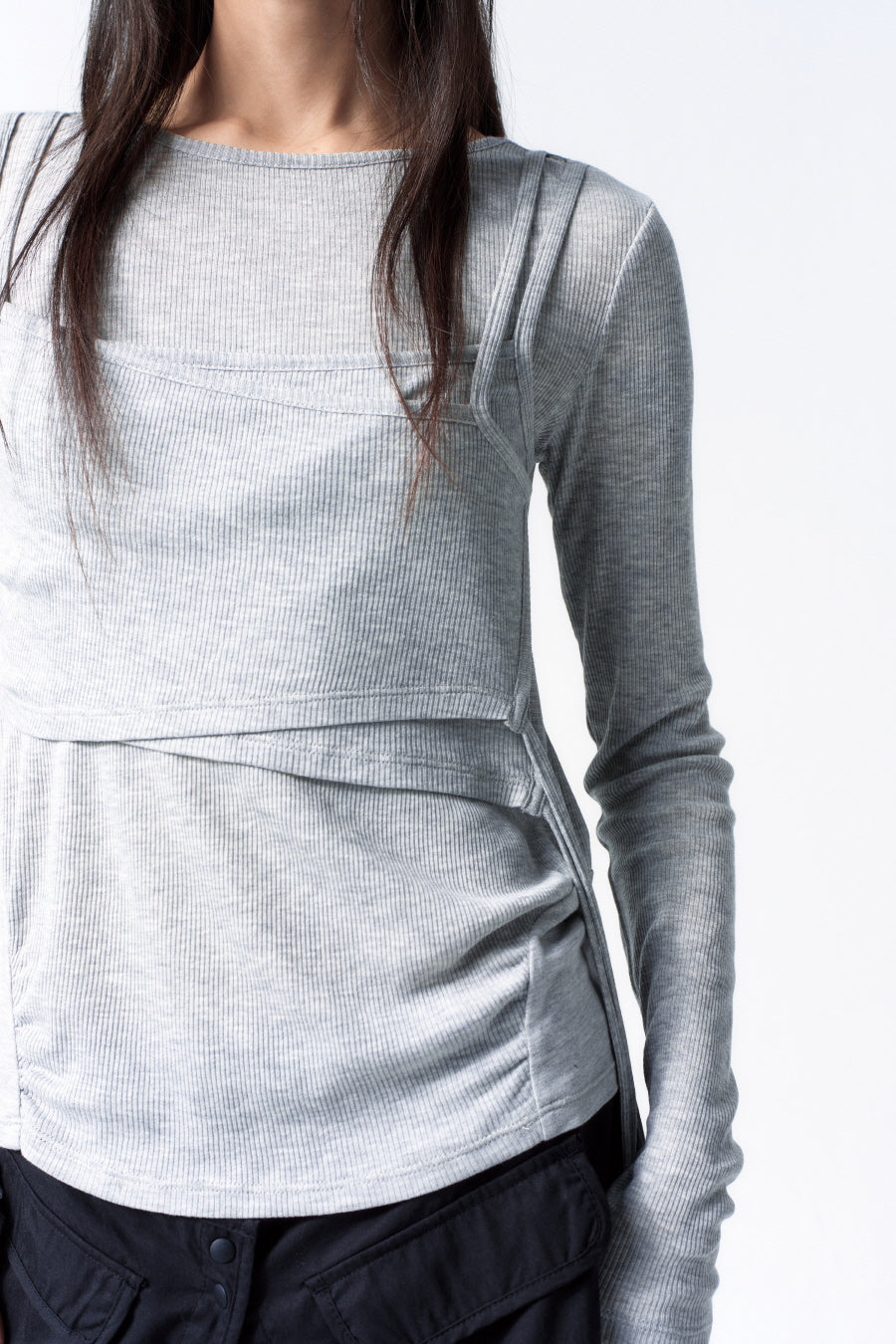 Insilence - Layered Design Top (Melange Grey) product image 4 | TRAB K-Fashion Australia