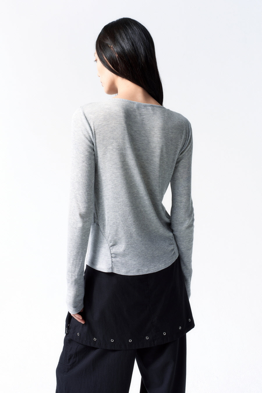 Insilence - Layered Design Top (Melange Grey) product image 5 | TRAB K-Fashion Australia
