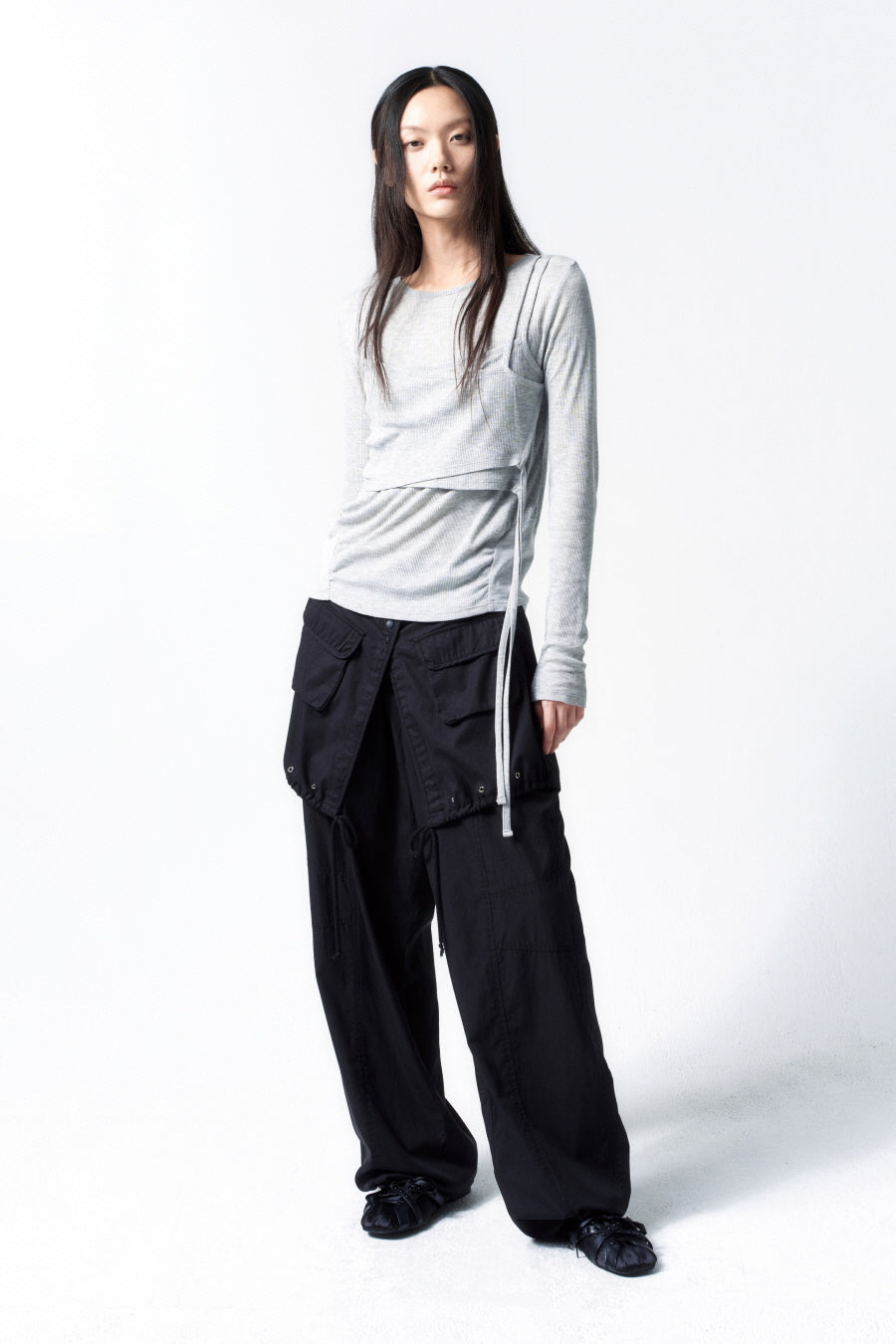 Insilence - Layered Design Top (Melange Grey) product image 6 | TRAB K-Fashion Australia