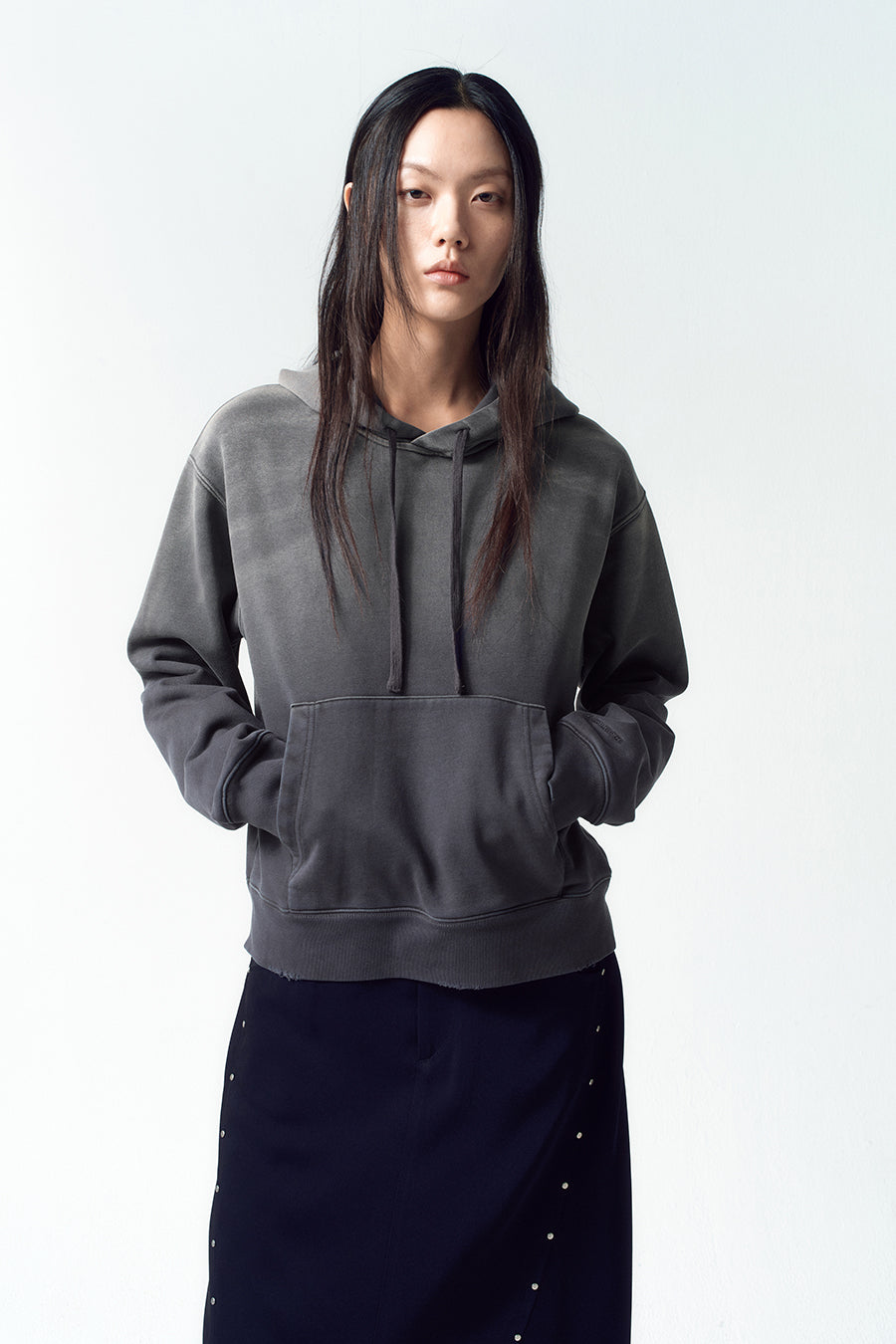 Insilence - Washed Color Soft Hoodie (Charcoal) product image 1 | TRAB K-Fashion Australia