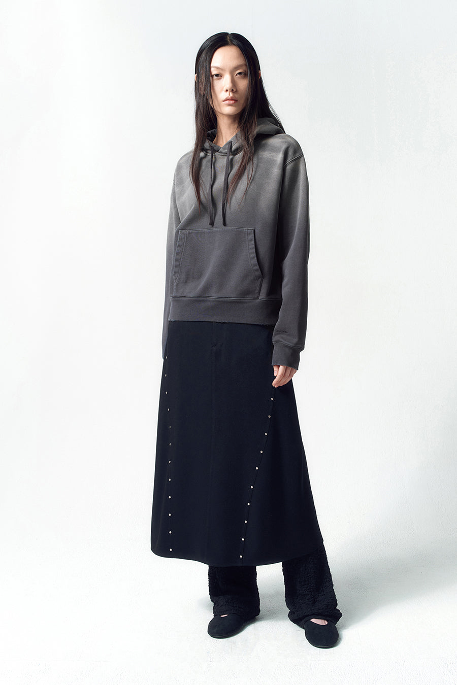 Insilence - Washed Color Soft Hoodie (Charcoal) product image 3 | TRAB K-Fashion Australia