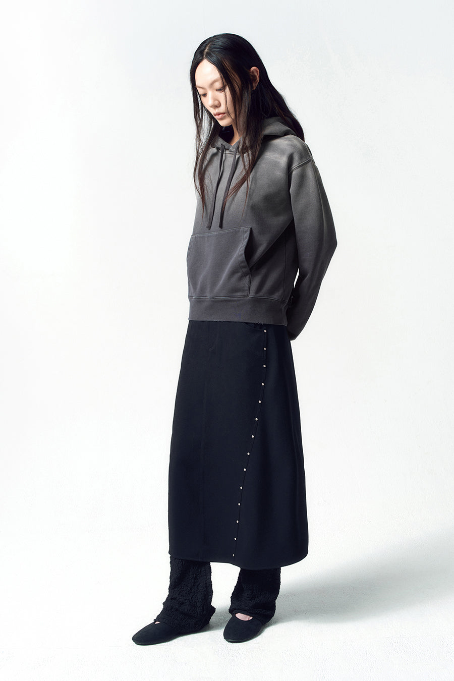 Insilence - Washed Color Soft Hoodie (Charcoal) product image 5 | TRAB K-Fashion Australia